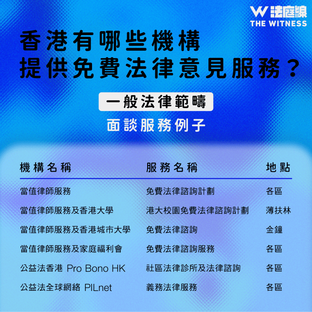 法律101｜香港有「免費律師服務」嗎？