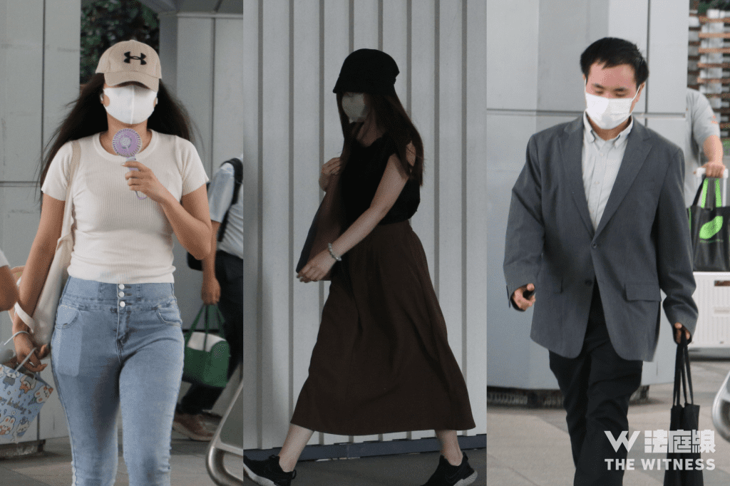 3 名獲准保釋被告楊怡斯（左）、張琸淇（中）及周皓文（右）到高院應訊。（《法庭線》記者攝）