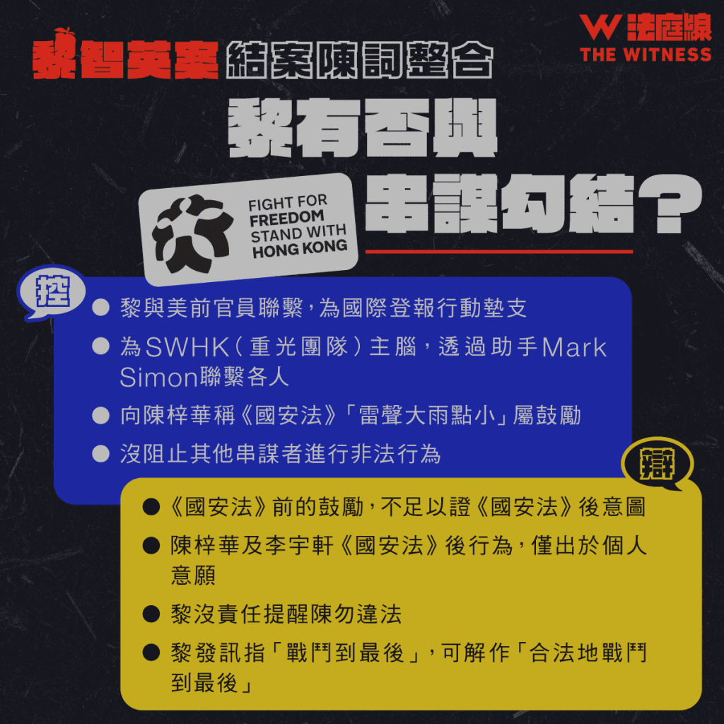 黎智英案結案陳詞整合|如何構成請求制裁?證人供詞是否可信?控辯重點一覽