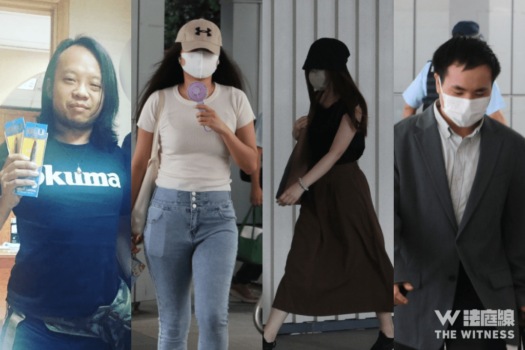 首被告何卓為(左一,IG 圖片)及 3 名獲准保釋被告(左二至四)楊怡斯、張琸淇及周皓文