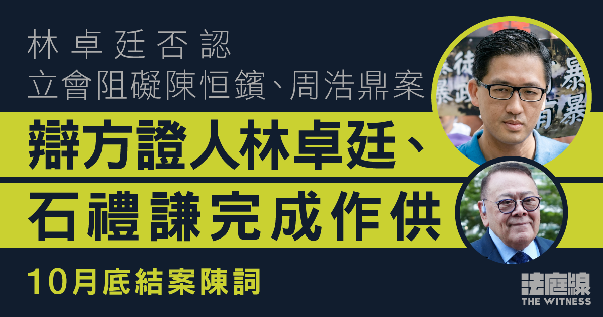 林卓廷否認立會阻陳恒鑌、周浩鼎　石禮謙作供：林關心身體、沒感到有人欲傷害他人