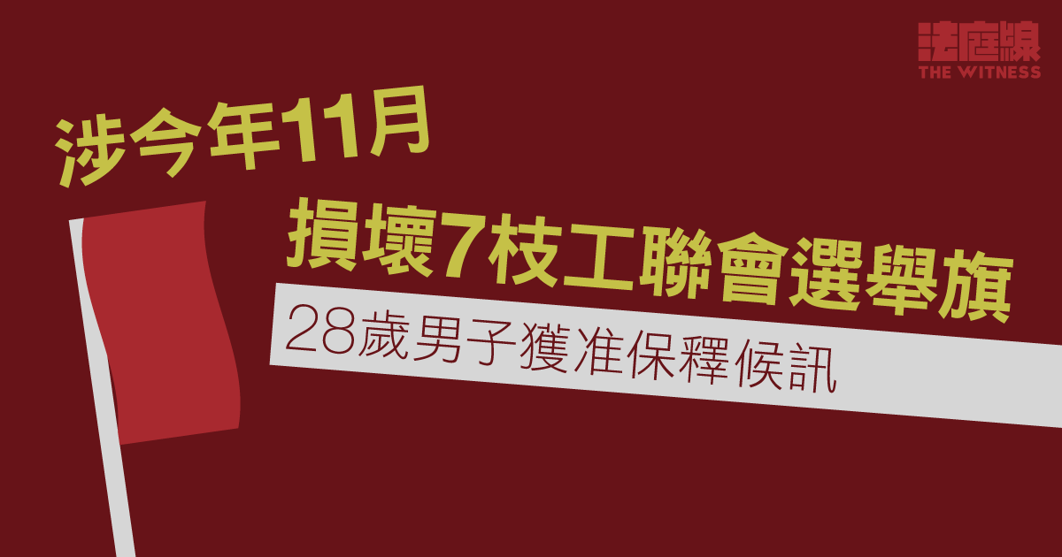 涉今年11月藍田損壞7枝工聯會選舉旗　28歲男子獲准保釋候訊