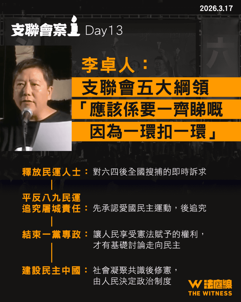 支聯會 李卓人 五大綱領