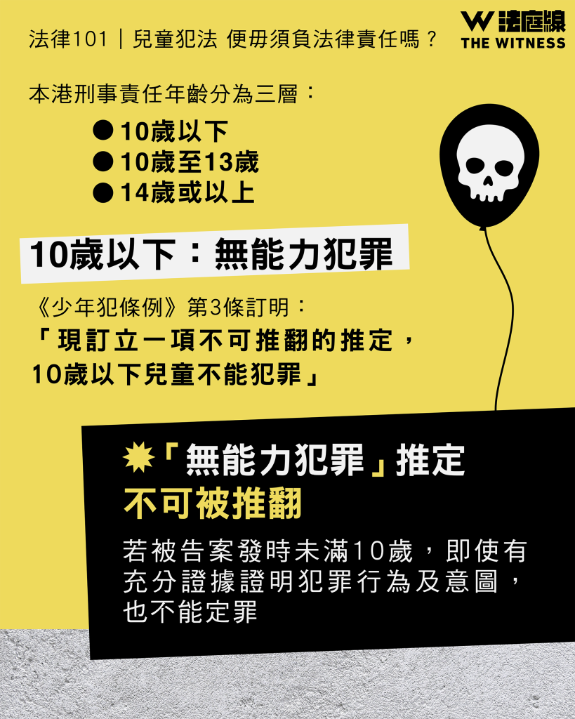 法律101|兒童犯法,便毋須負法律責任嗎?